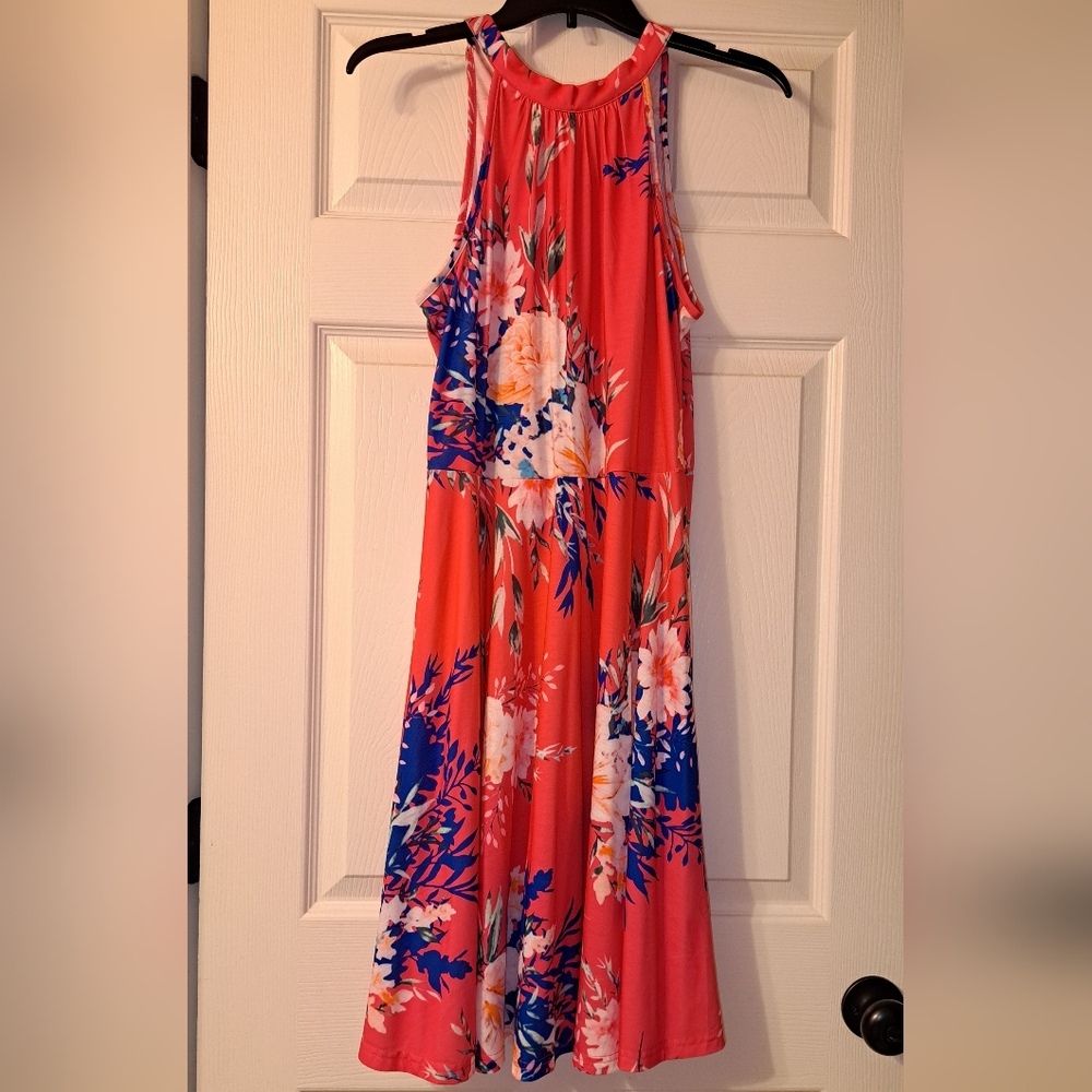 Ouges Size M Bright Pink Floral Halter Neck Casua… - image 4